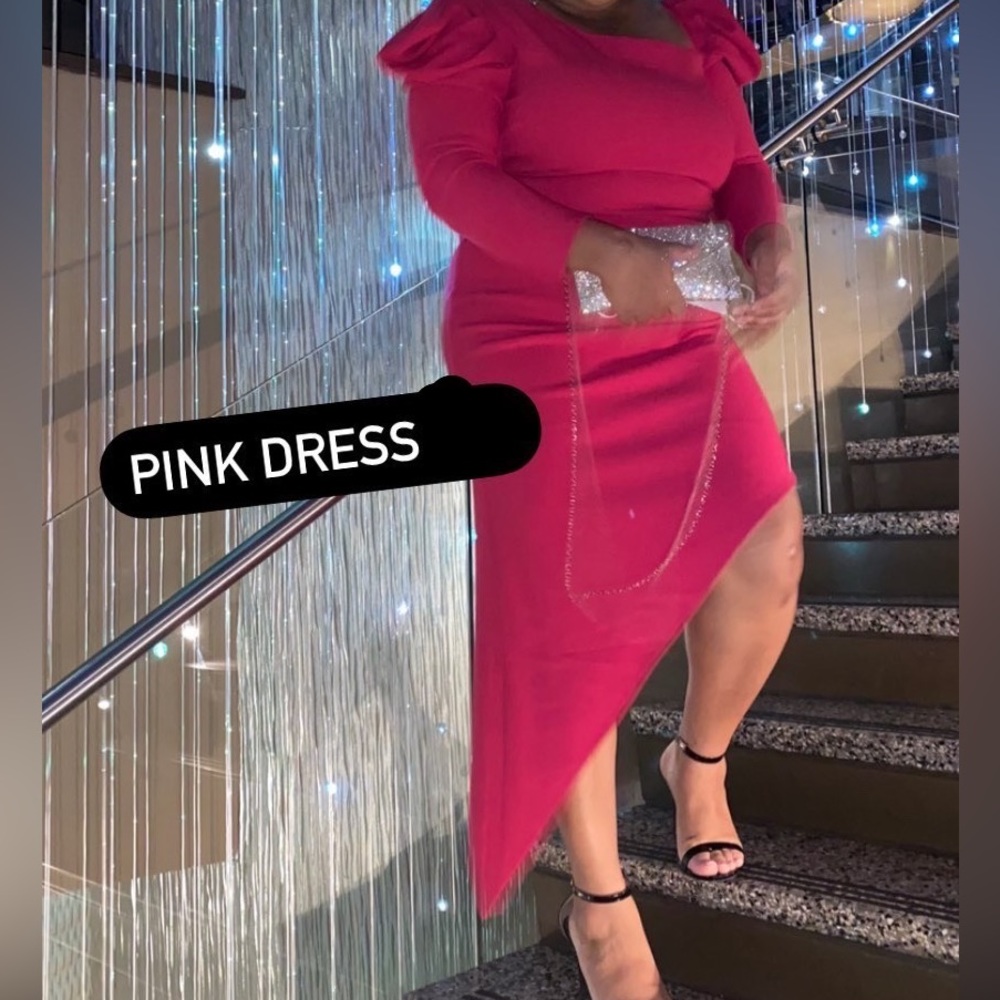 Asymmetric ruffle sleeved party dress